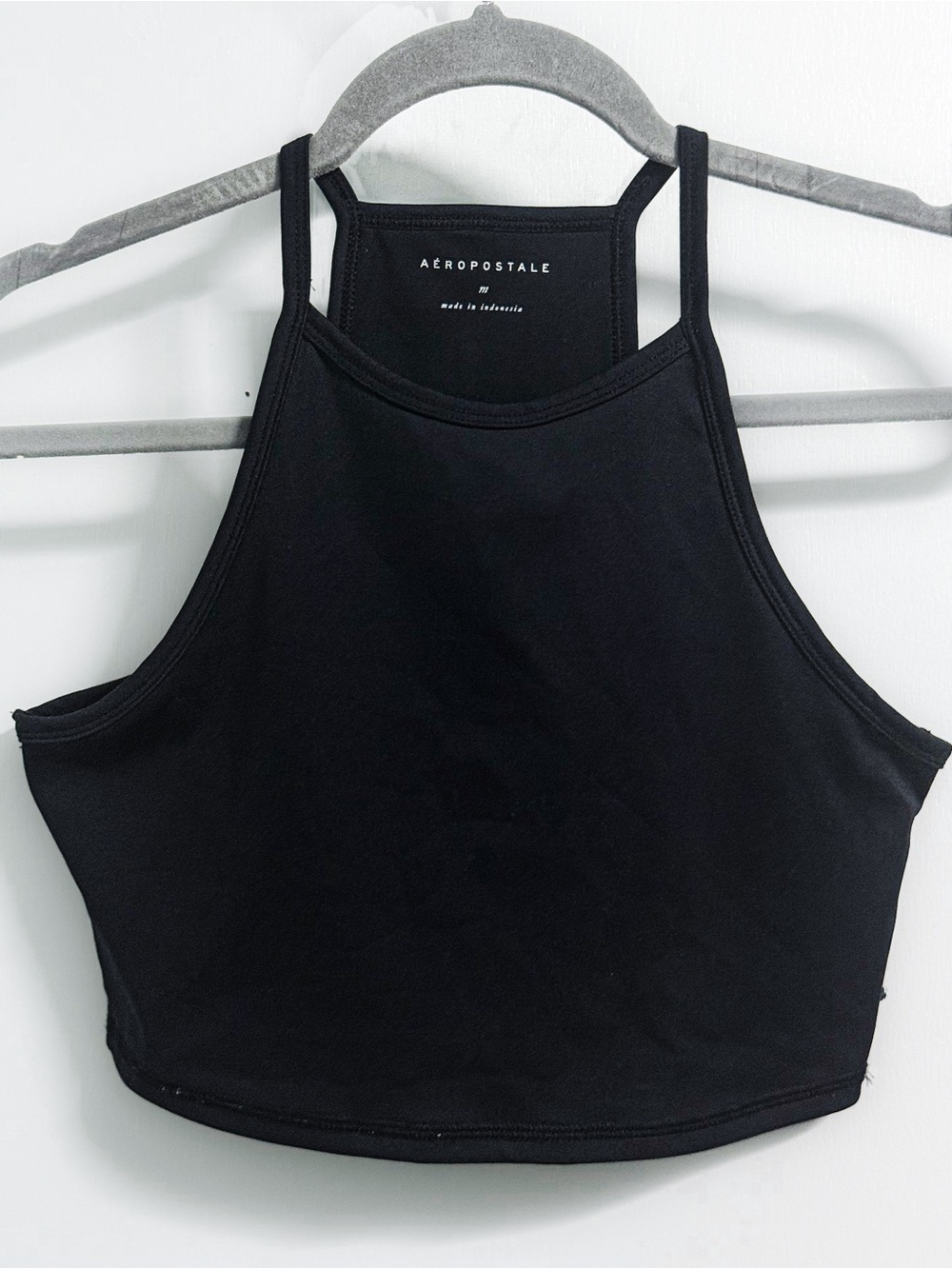 Aéropostale Black High Neck Crop Tank Top Women’s M Fitted Stretch